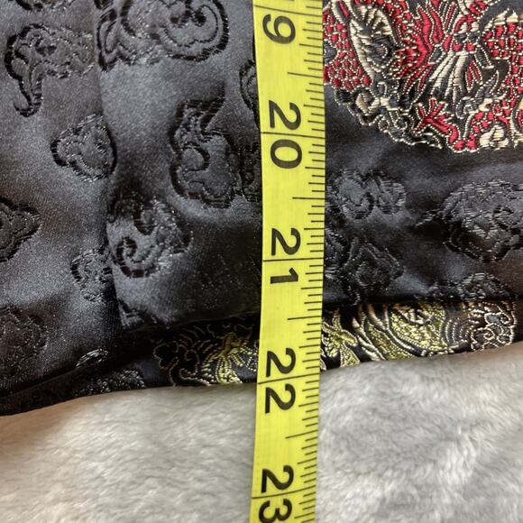 Vintage Peony Brand Cheongsam Top Blouse Size 36 Black Jacquard Brocade Chinese - Picture 9 of 11